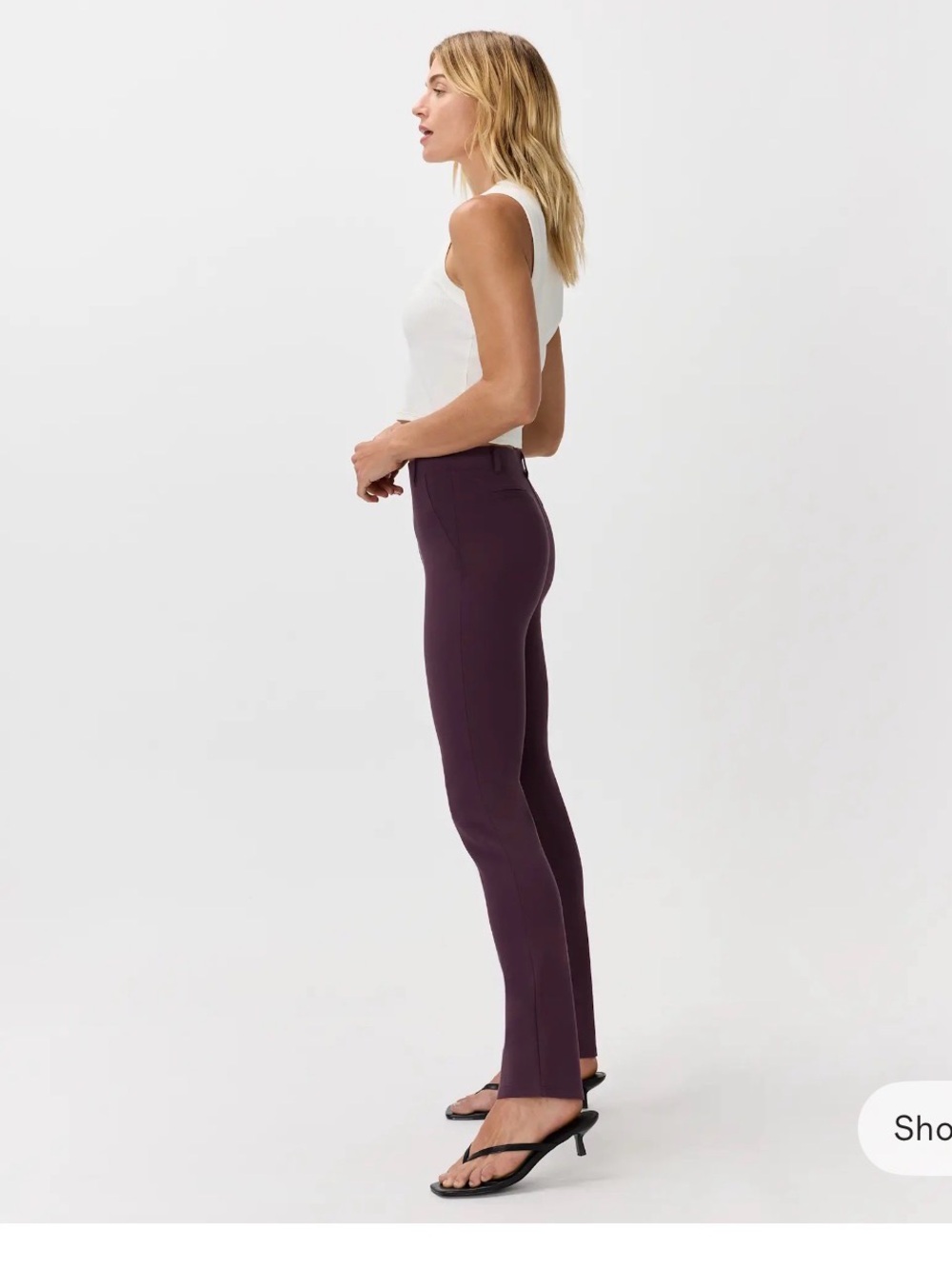 Quince Straight-Leg Ponte Pants in Plum, Size Small - Picture 3 of 4